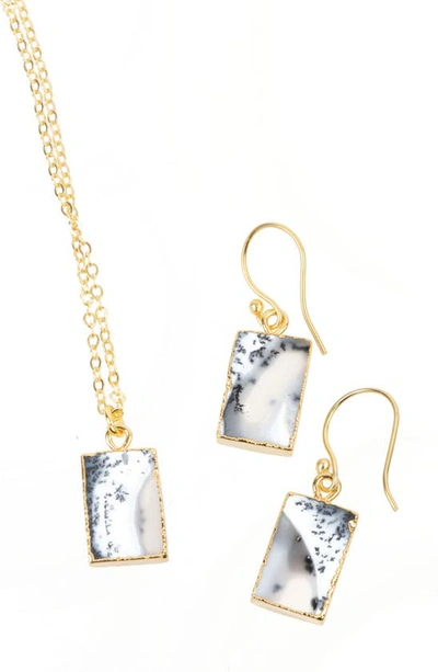 Saachi Dendritic Opal Necklace & Earrings Set In Metallic