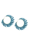 Olivia Welles Fringe Hoop Earrings In Teal