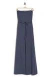 Go Couture Strapless Tube Jumpsuit In Navy