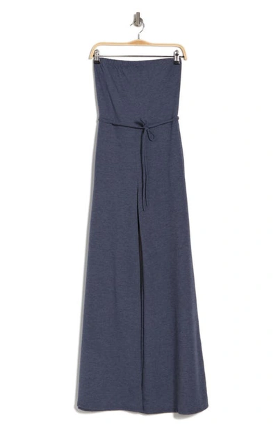 Go Couture Strapless Tube Jumpsuit In Navy