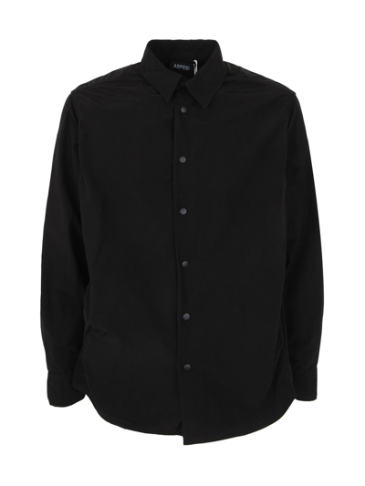 Aspesi Long-sleeved Buttoned Shirt In Black