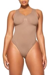 Skims Seamless Sculpt Scoop Neck Bodysuit In Sienna