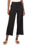 Kut From The Kloth Topaz High Waist Crop Wide Leg Linen Blend Pants In Black