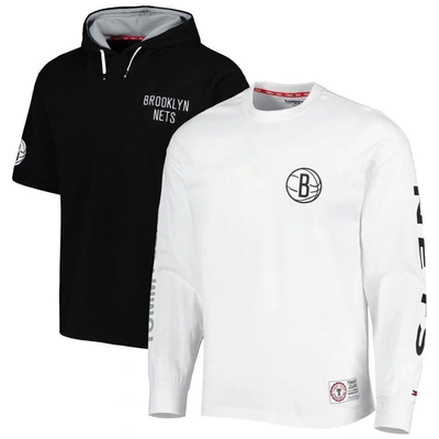 Tommy Jeans Men's  Black, White Brooklyn Nets Matthew 2-in-1 T-shirt And Hoodie Combo Set In Black,white