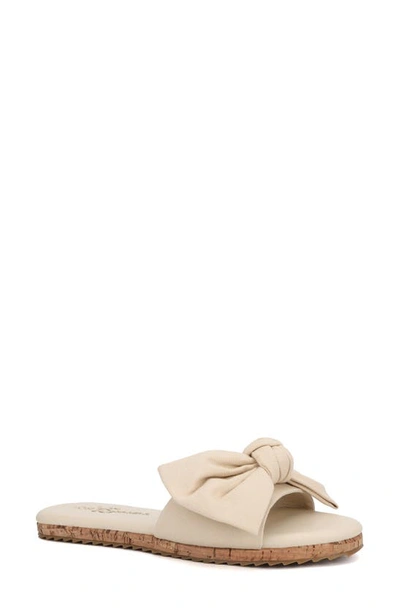 Yosi Samra Mila Bow Slide Sandal In White