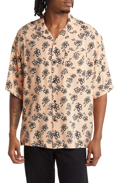 Topman Floral Short Sleeve Button-up Shirt In Pink