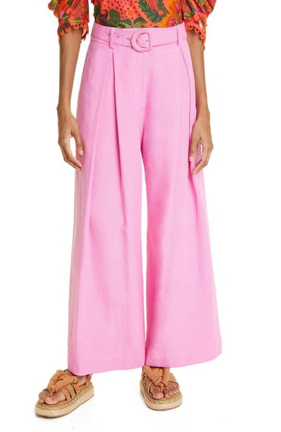 Farm Rio Tailored Wide Leg Trousers In Pink