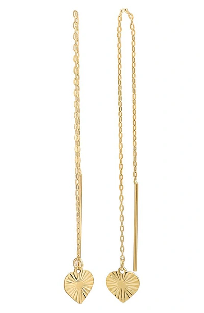 Bony Levy 14k Gold Heart Threader Earrings In 14k Yellow Gold
