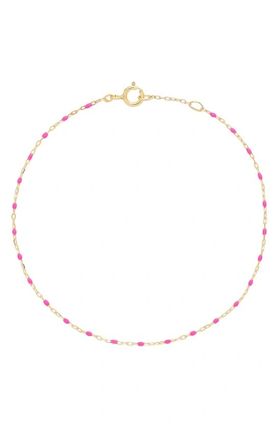 Bony Levy 14k Gold Enamel Chain Bracelet In 14k Yellow Gold Pink