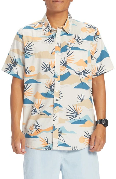 Quiksilver Slow Dazed Short Sleeve Organic Cotton Button-up Shirt In Birch