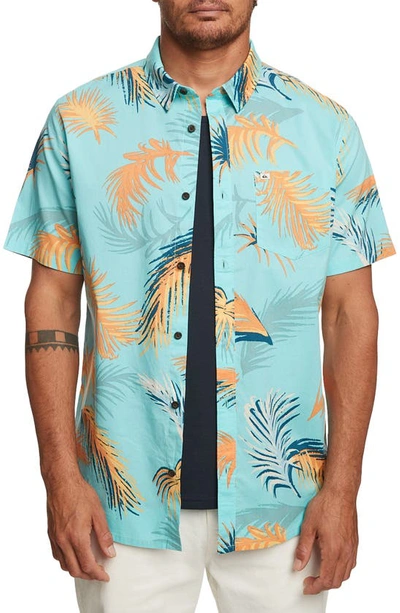 Quiksilver Tropical Glitch Short Sleeve Organic Cotton Button-up Shirt In Angel Blue