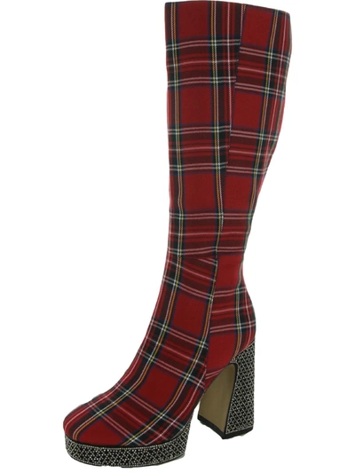 Betsey Johnson Valeria Womens Plaid Rhinestone Knee-high Boots In Multi