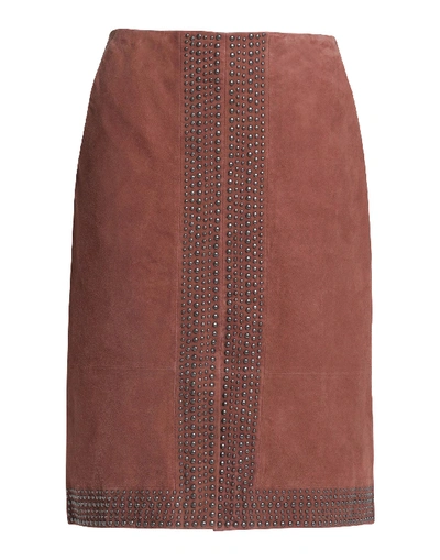 Elizabeth And James Riva Embellished Suede Skirt In Cocoa
