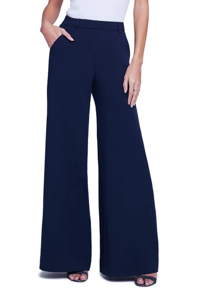 L Agence Pilar Wide Leg Trousers In Midnight