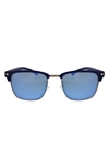 Hurley Halfway 56mm Polarized Browline Sunglasses In Blue