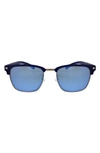 Hurley Halfway 56mm Polarized Browline Sunglasses In Coastal Blue