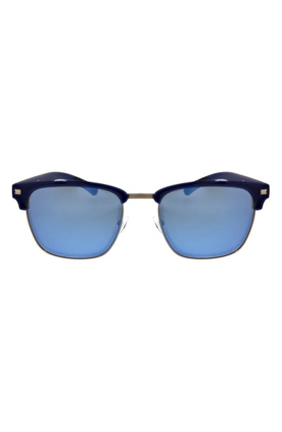 Hurley Halfway 56mm Polarized Browline Sunglasses In Blue