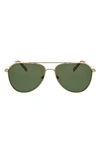 Hurley 60mm Polarized Round Sunglasses In Gold/ Green