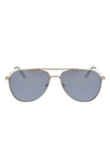 Hurley 60mm Polarized Round Sunglasses In Gold/ Blue