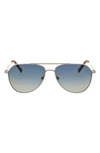 Hurley 60mm Polarized Round Sunglasses In Silver
