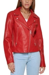 Levi's Faux Leather Moto Jacket In Pompeian Red