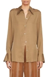 Vince Easy Long-sleeve Button-front Shirt In Camel