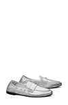 Tory Burch Metallic Medallion Ballet Loafers In Shiny Silver