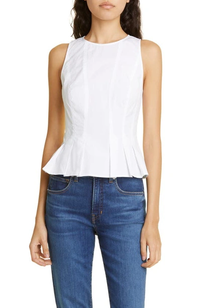 Veronica Beard Olympia Sleeveless Seamed Peplum Top In White