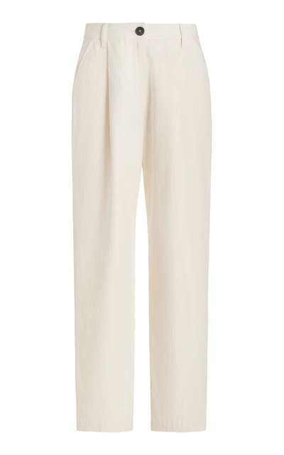 Mara Hoffman Dita High-waist Tapered Tencel Cotton-blend Pants In White