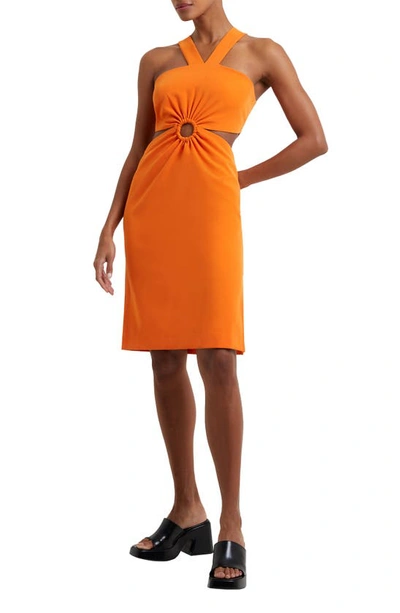 French Connection Echo Crepe Dress In Mandarin Orange