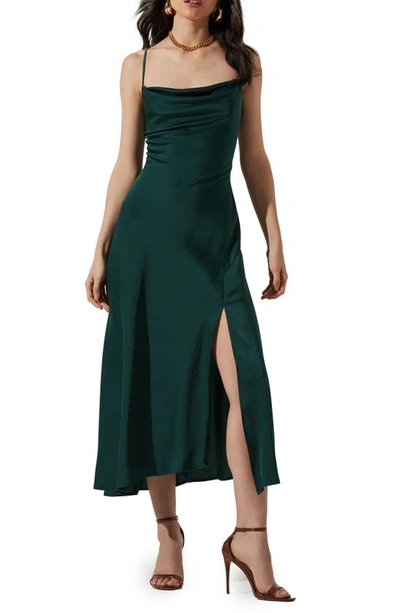 Astr Women's Gaia Cowl Satin Midi-dress In Hunter Green