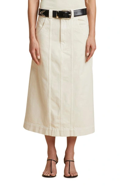 Khaite Women's Caroline Cotton Canvas Midi Skirt In Ivory Rigid