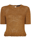 Proenza Schouler Purl-knit Fringed-edge Top In Saddle