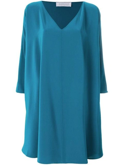 Gianluca Capannolo Oversized Side Ruffle Dress In Blue