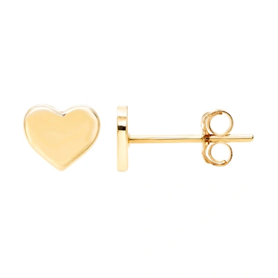 Ballstudz 14k Yellow Gold 5mm Dainty Heart Stud Earrings, With Pushback, Women's, Unisex