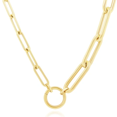 The Lovery Half & Half Paperclip Charm Holder Necklace In Gold
