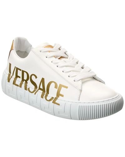 Versace Greca Leather Sandal In White