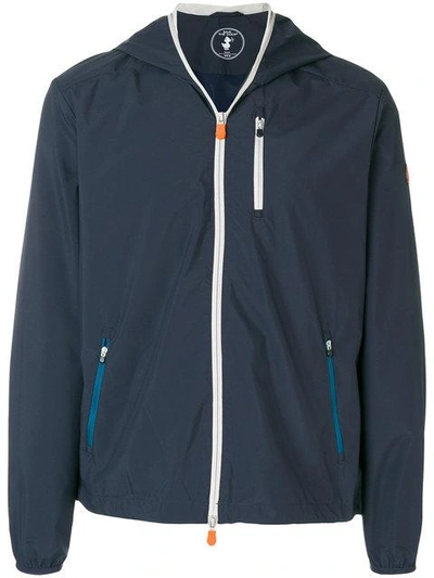 Save The Duck Contrast Hood Jacket In Blue