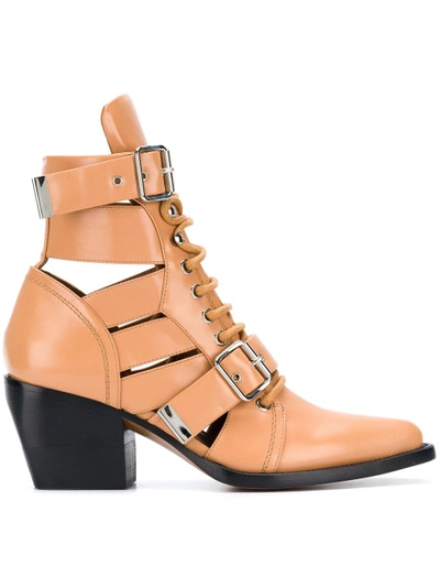 Chloé Rylee Ankle Boots In Nude & Neutrals