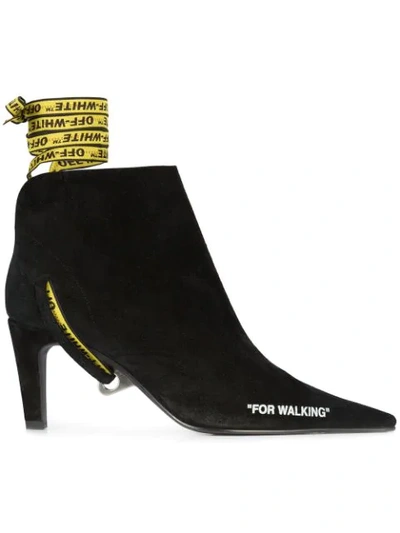 Off-white For Walking Suede Ankle Boots In Black