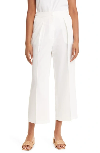 Misook Women's Woven Wide-leg Crop Pants In White