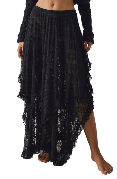Free People Women's French Courtship Floral-lace Midi-skirt In Black