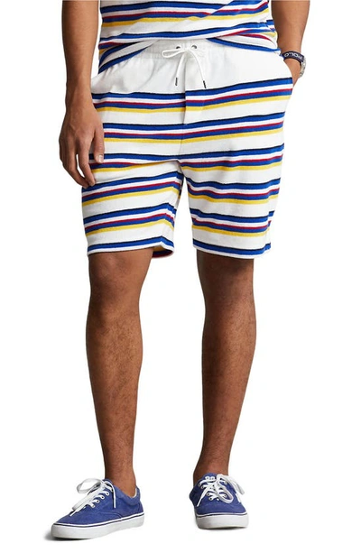 Polo Ralph Lauren Men's 8-inch Striped Terry Shorts In White Multi