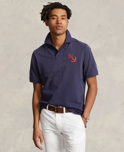 Polo Ralph Lauren Men's Classic-fit Mesh Graphic Polo Shirt In Dark Cobalt