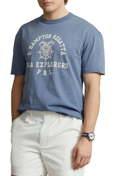 Polo Ralph Lauren Classic Fit Hampton Regatta Cotton Jersey Graphic T-shirt In Capri Blue