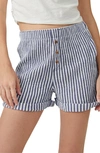 Free People Women's Sunday Morning Seersucker Shorts In Navy Stripes