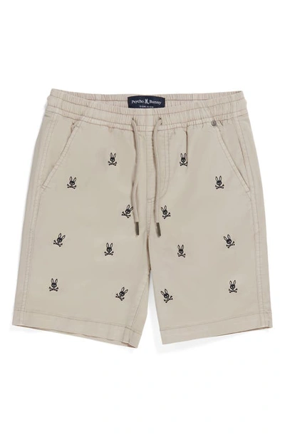Psycho Bunny Kids' Isles Embroidered Drawstring Shorts In Sandstone