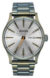 Nixon Sentry Bracelet Watch, 42mm In Vintage White / Surplus