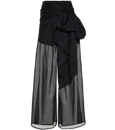 Alexandre Vauthier Embellished Cotton Trousers In Black