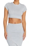 Naked Wardrobe Mini Crop T-shirt In Heather Grey